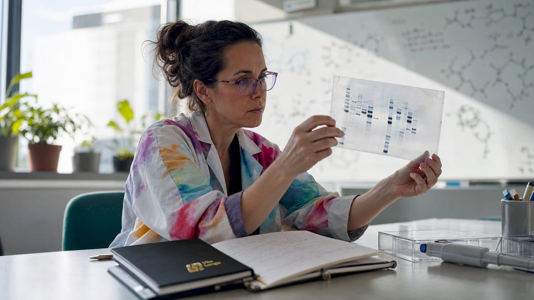 Forskeren analyserer data om reparation af DNA i laboratoriet
